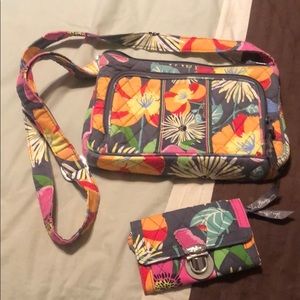 Vera Bradley Jazzy Blooms Crossbody Purse &Wallet